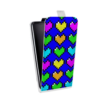 Дизайнерский вертикальный чехол-книжка для Alcatel One Touch Pop D5 Пиксельные сердца (на заказ)
