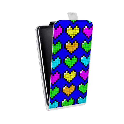 Дизайнерский вертикальный чехол-книжка для HTC Desire 601 Пиксельные сердца