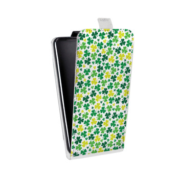 Дизайнерский вертикальный чехол-книжка для Sony Xperia E4g Клеверные шаблоны (на заказ)