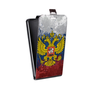Дизайнерский вертикальный чехол-книжка для Iphone 7 Российский флаг и герб (на заказ)