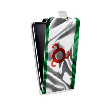 Дизайнерский вертикальный чехол-книжка для Samsung Galaxy J3 (2016) Флаг Ингушетии (на заказ)