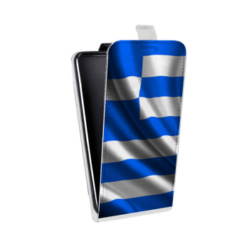 Дизайнерский вертикальный чехол-книжка для Iphone 5s Флаг Греции (на заказ)