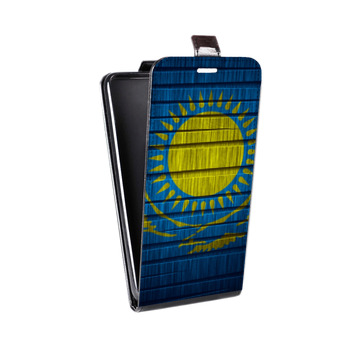 Дизайнерский вертикальный чехол-книжка для Iphone 5s Флаг Казахстана (на заказ)