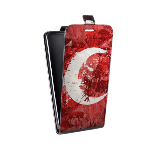 Дизайнерский вертикальный чехол-книжка для Alcatel 3C Флаг Турции
