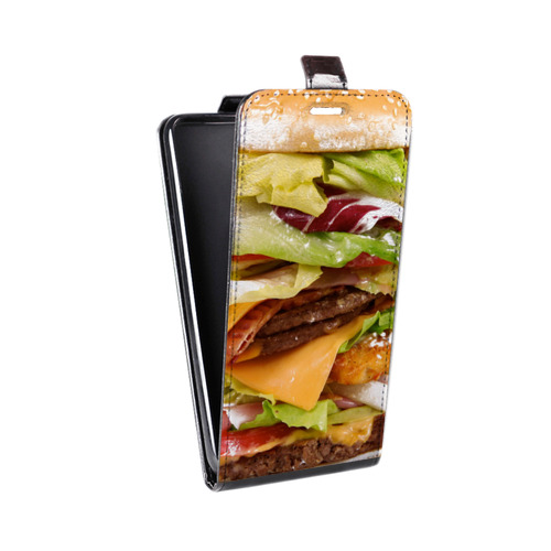 Дизайнерский вертикальный чехол-книжка для LG X Style Бургеры