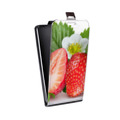 Дизайнерский вертикальный чехол-книжка для HTC 10 Клубника