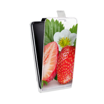 Дизайнерский вертикальный чехол-книжка для Samsung Galaxy S5 (Duos) Клубника (на заказ)