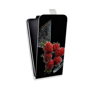 Дизайнерский вертикальный чехол-книжка для Samsung Galaxy Alpha Клубника (на заказ)