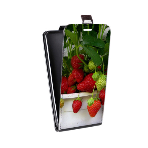 Дизайнерский вертикальный чехол-книжка для Huawei Y6II Клубника