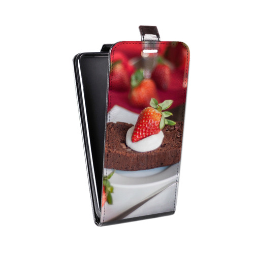 Дизайнерский вертикальный чехол-книжка для Huawei Honor 6 Plus Клубника