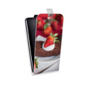 Дизайнерский вертикальный чехол-книжка для Samsung Galaxy Grand Клубника