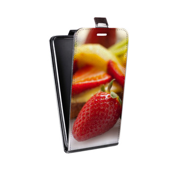 Дизайнерский вертикальный чехол-книжка для Samsung Galaxy Note 5 Клубника (на заказ)