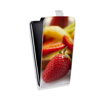 Дизайнерский вертикальный чехол-книжка для Huawei P10 Lite Клубника (на заказ)