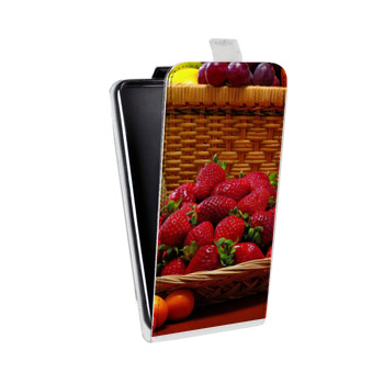Дизайнерский вертикальный чехол-книжка для Huawei P10 Lite Клубника (на заказ)