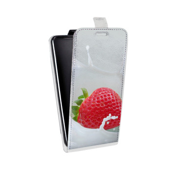 Дизайнерский вертикальный чехол-книжка для Samsung Galaxy Note 5 Клубника (на заказ)