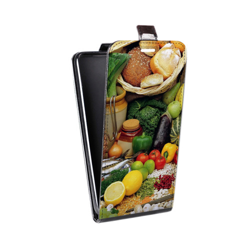 Дизайнерский вертикальный чехол-книжка для Huawei P10 Plus Овощи