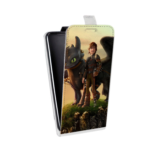 Дизайнерский вертикальный чехол-книжка для Lenovo A859 Ideaphone Как приручить дракона