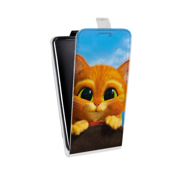Дизайнерский вертикальный чехол-книжка для Samsung Galaxy Core Lite Кот в сапогах (на заказ)