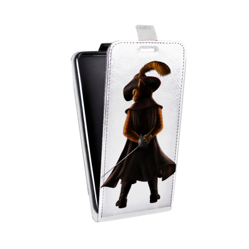 Дизайнерский вертикальный чехол-книжка для HTC Desire 516 Кот в сапогах
