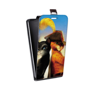 Дизайнерский вертикальный чехол-книжка для Iphone 7 Кот в сапогах (на заказ)