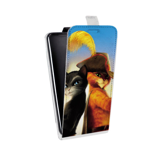 Дизайнерский вертикальный чехол-книжка для Iphone 12 Pro Кот в сапогах