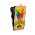 Дизайнерский вертикальный чехол-книжка для HTC Desire 601 Радуга красок