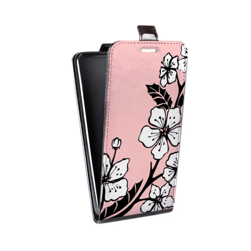Дизайнерский вертикальный чехол-книжка для HTC Desire 200 Японские розовые мотивы