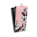 Дизайнерский вертикальный чехол-книжка для HTC Desire 400 Японские розовые мотивы