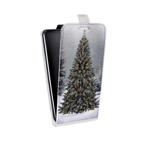Дизайнерский вертикальный чехол-книжка для LG L70 Новогодняя елка