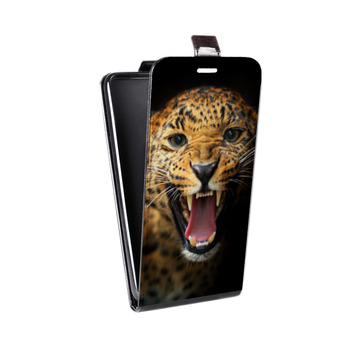 Дизайнерский вертикальный чехол-книжка для Alcatel One Touch Pop D5 Леопард (на заказ)