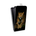 Дизайнерский вертикальный чехол-книжка для Alcatel Idol 5S Леопард