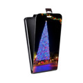Дизайнерский вертикальный чехол-книжка для LG L70 Новогодняя елка