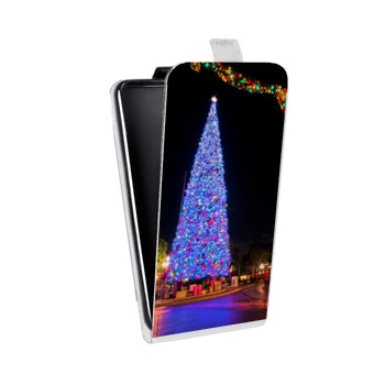 Дизайнерский вертикальный чехол-книжка для Samsung Galaxy Alpha Новогодняя елка (на заказ)
