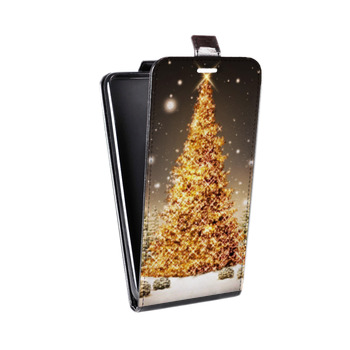 Дизайнерский вертикальный чехол-книжка для Samsung Galaxy A7 (2018) Новогодняя елка (на заказ)