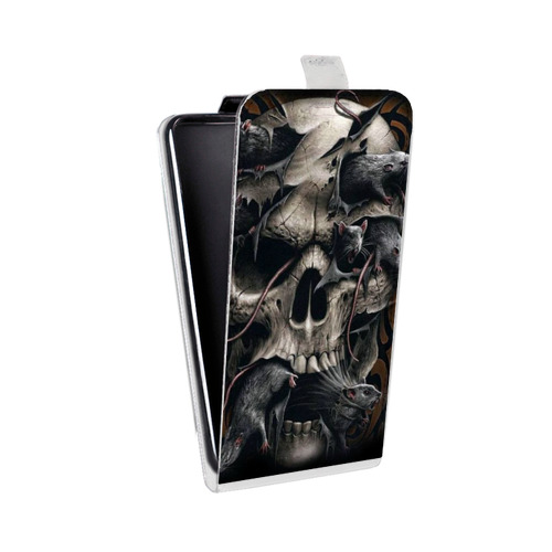 Дизайнерский вертикальный чехол-книжка для LG G4 Stylus Мир черепов