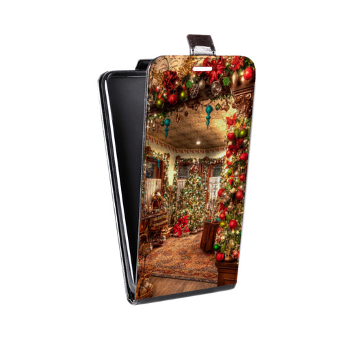 Дизайнерский вертикальный чехол-книжка для HTC Desire 601 Новогодняя елка