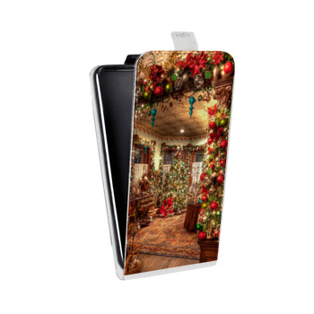 Дизайнерский вертикальный чехол-книжка для Samsung Galaxy A7 (2018) Новогодняя елка (на заказ)