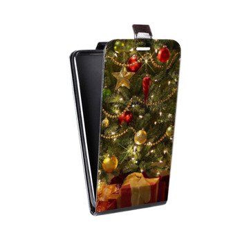 Дизайнерский вертикальный чехол-книжка для Alcatel One Touch Pop D5 Новогодняя елка (на заказ)