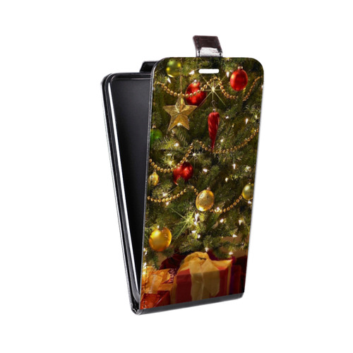 Дизайнерский вертикальный чехол-книжка для HTC Desire 530 Новогодняя елка