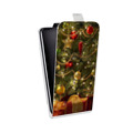 Дизайнерский вертикальный чехол-книжка для Sony Xperia XZ Новогодняя елка