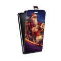 Дизайнерский вертикальный чехол-книжка для HTC Desire 530 Дед мороз и Санта