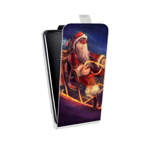 Дизайнерский вертикальный чехол-книжка для HTC Desire 601 Дед мороз и Санта