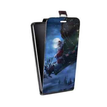 Дизайнерский вертикальный чехол-книжка для Samsung Galaxy S6 Edge Дед мороз и Санта (на заказ)