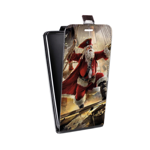 Дизайнерский вертикальный чехол-книжка для HTC One M9 Дед мороз и Санта