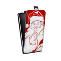 Дизайнерский вертикальный чехол-книжка для Iphone 5c Дед мороз и Санта