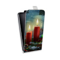 Дизайнерский вертикальный чехол-книжка для LG L70 Новогодние свечки