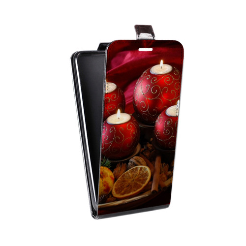 Дизайнерский вертикальный чехол-книжка для HTC Desire 601 Новогодние свечки