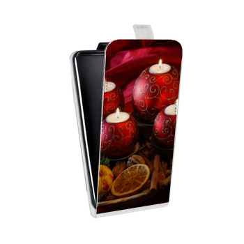 Дизайнерский вертикальный чехол-книжка для Samsung Galaxy S6 Edge Новогодние свечки (на заказ)
