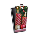 Дизайнерский вертикальный чехол-книжка для Alcatel One Touch Idol X Новогодние свечки