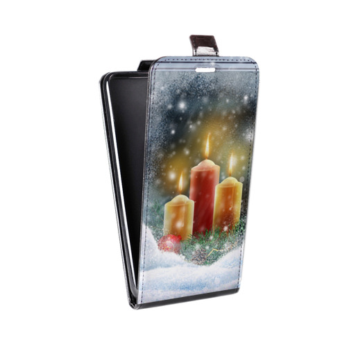 Дизайнерский вертикальный чехол-книжка для HTC One M9 Новогодние свечки